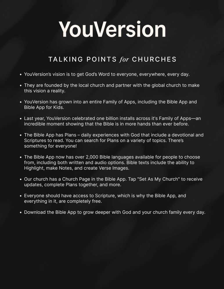 YouVersion Talking Points for Churches