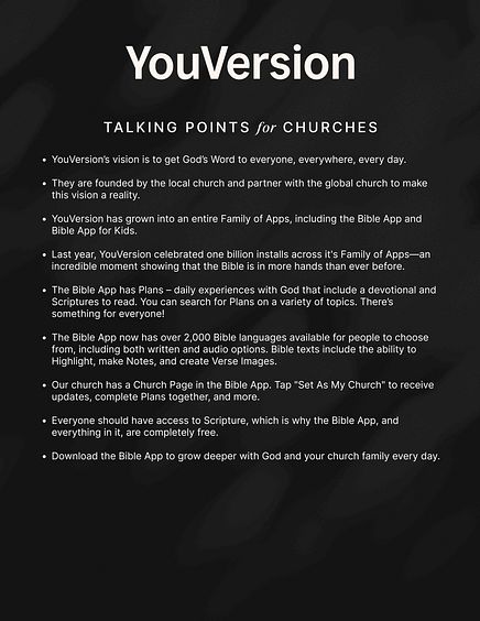 YouVersion Talking Points for Churches