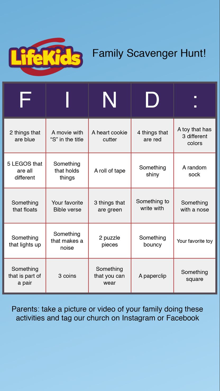 Scavenger Hunt Card