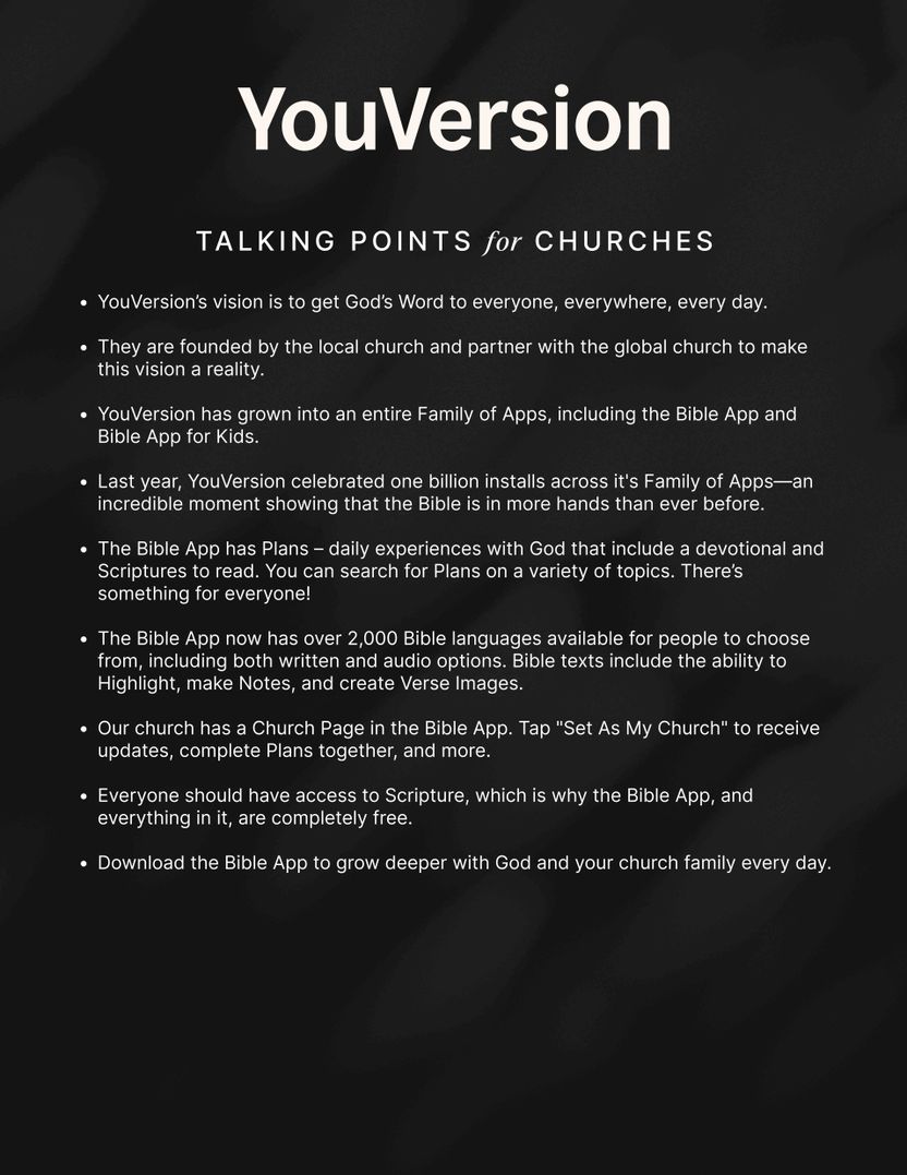 YouVersion Talking Points for Churches